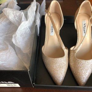 Women's Nina brand dressy gold heels size 7M
